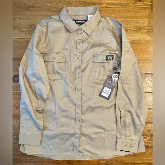 Wolverine | Fire Resistant FR Cat 2 Khaki Twill Shirt | XXL - Picture 1 of 4